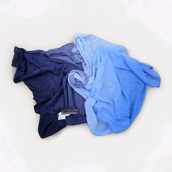 Banana Republic Ombre Sarong Blue Navy Cotton Beach Wrap One Size 45"x72" NWT - Picture 2 of 7